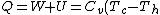 Q=W+U=C_v (T_c - T_h)-R(T_h-T_c)